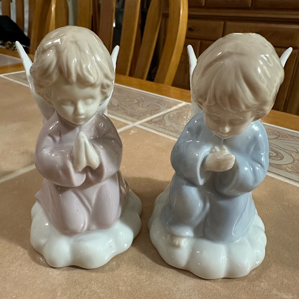 Vintage Set of 2 Girl & Boy Angel Candle Holders